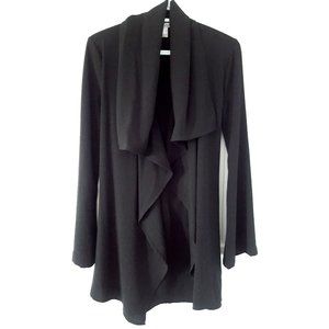 Black Duster Waterfall Jacket with Waist Tie